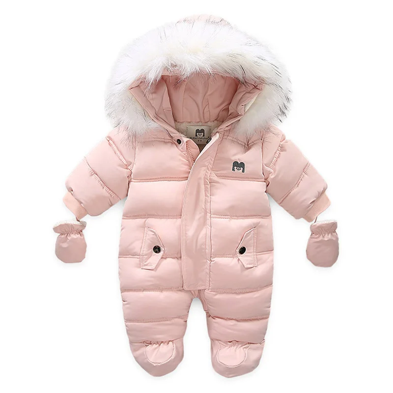 

Baby Kids Clothing Winter Thicken Velvet Warm Infant Bebe Rompers With Gloves Hooded Jumpsuits Footies Onesie for Boys Girls