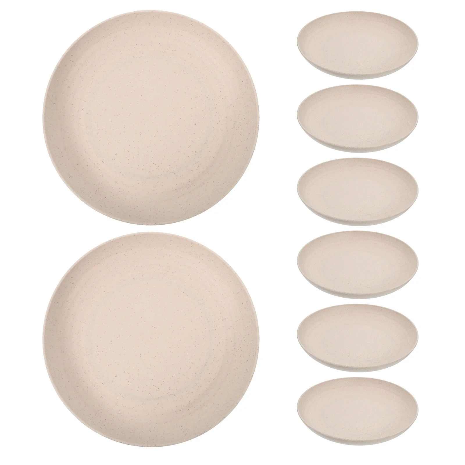 

8pcs Wheat Straw Plates Unbreakable Round Serving Platter For Salad Pasta Fruit Appetizer Breakfast Lunch Camping Picnic