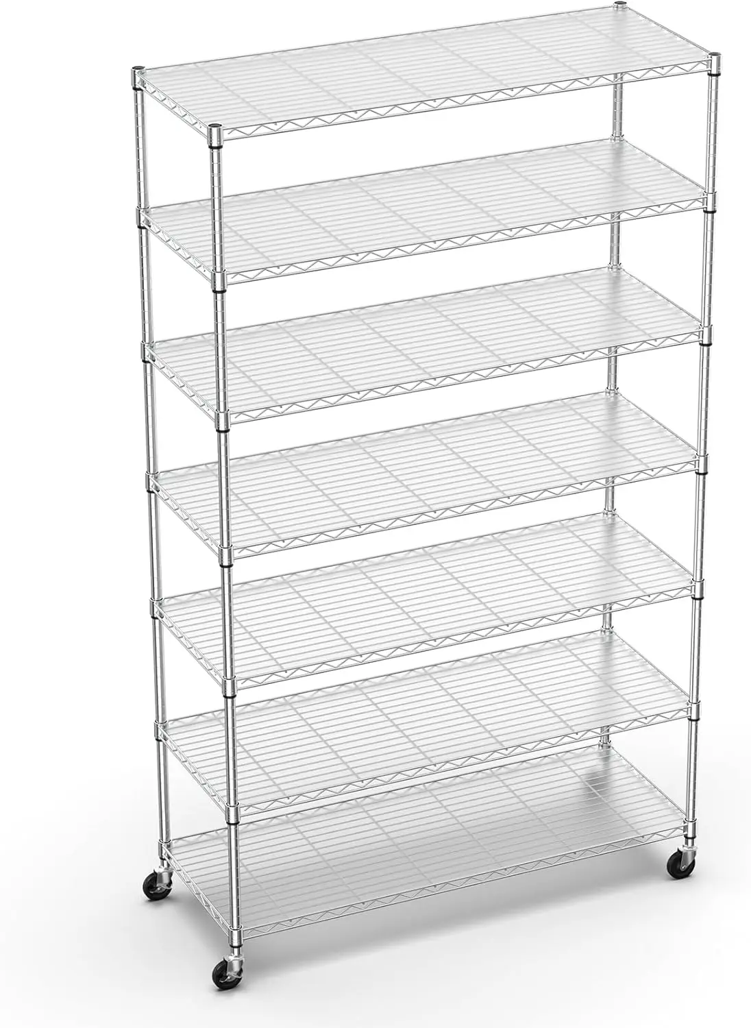 

pouseayar Wire Shelving Unit, 7 Tier NSF Metal Shelf 2450lbs Capacity Heavy Duty Adjustable Storage Rack with Wheels & Shelf