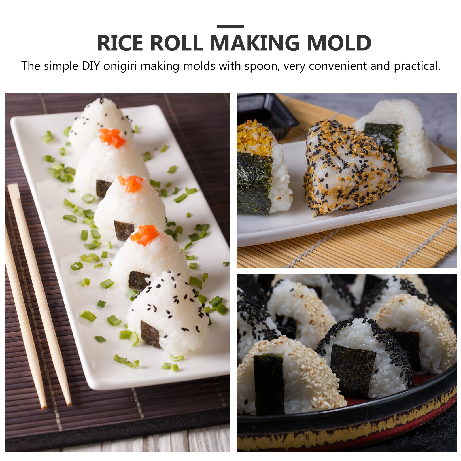 

2 Sets Rice Ball Mold Lightweight Easy Clean Practical DIY Onigiri Tool Triangle Rice Roll Molds Sushi Making Kitchen