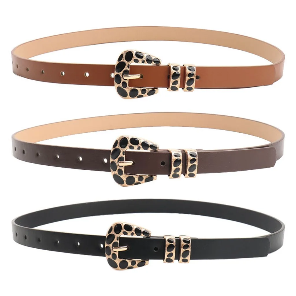 Thin Waist Belt Skinny Leopard Print Belt Pu Leather Belt Casual For Windbreakers Coats Parties