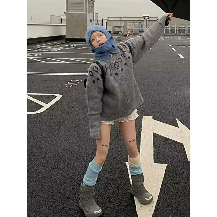 

Fall Winter V-Ne Knitted Sweater Cardigan Men's Color Casual Sle Loose Fit Long Sve Outerwear Soft Polyester