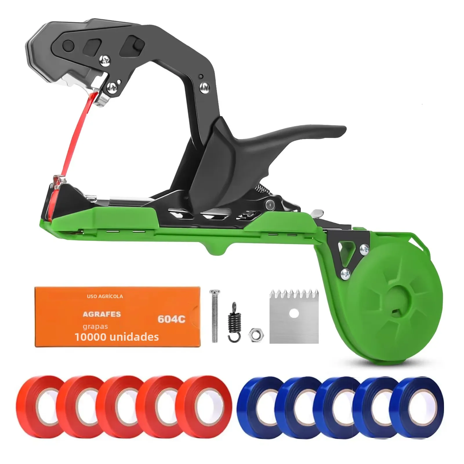 Máquina manual para atar plantas SWANSOFT con 10 rollos de cinta de atar, para atar tomates y plantas trepadoras, 8108