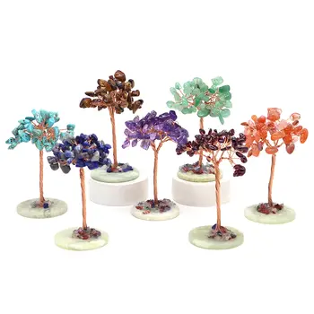 80毫米水晶搖錢樹,天然靈氣石紫水晶瑪瑙銅絲纏繞風水招財手工藝品,家居房間裝飾禮品 8 最佳銷售 風水雕像 - №7