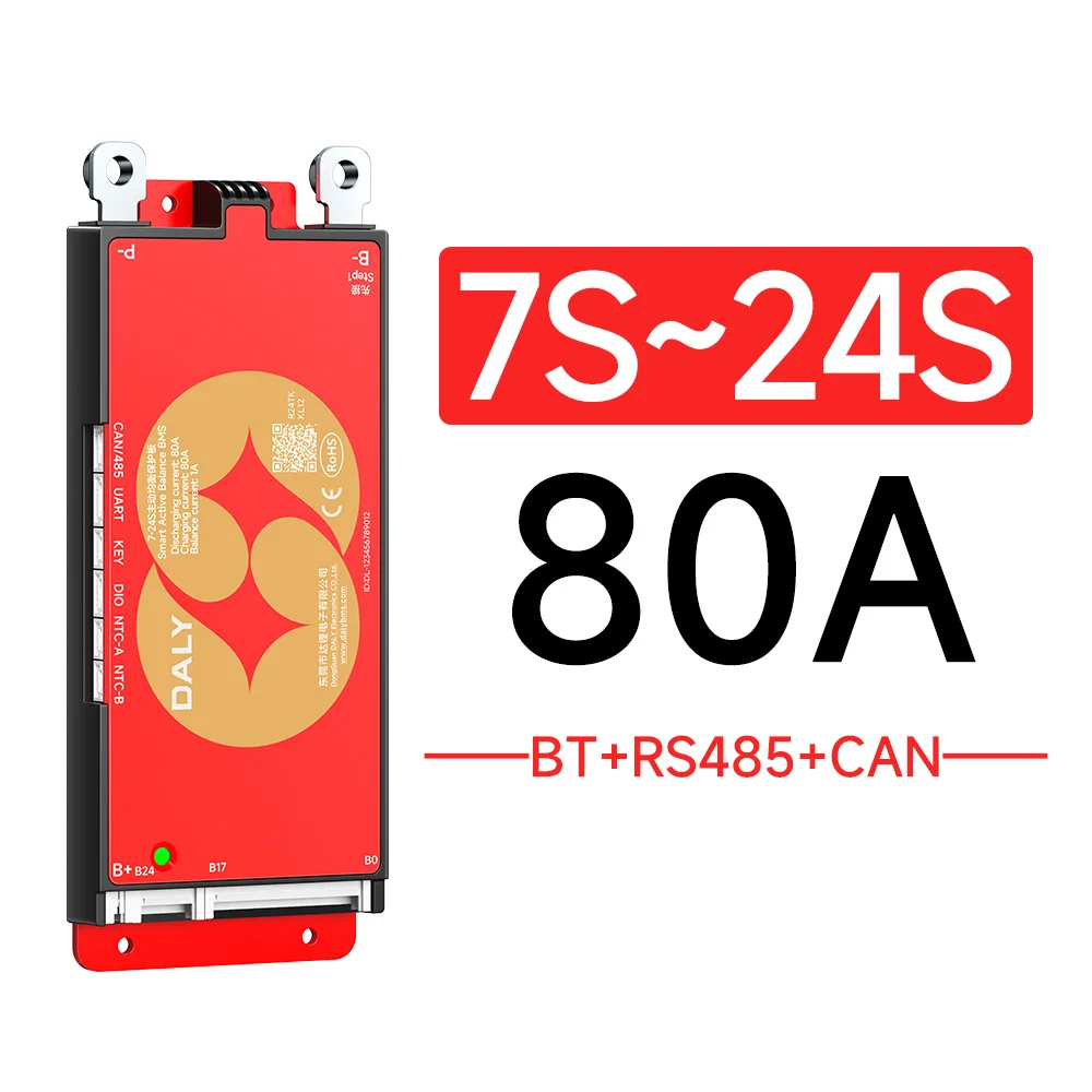 DALY BMS Smart WIFI BMS 4S 12V 8S 24V 16S 48V 80A 100A 1A Active Balancer Eingebautes Bluetooth RS485 CANBUS für Lifepo4 Li-Ion LTO