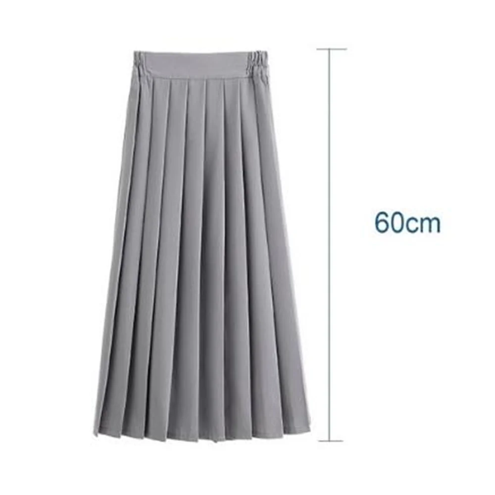 Japanese Student Girls Skirt School Uniform Solid Color Suit Pleated Skirt Short/Middle/Long High School Elastic Waist Dress