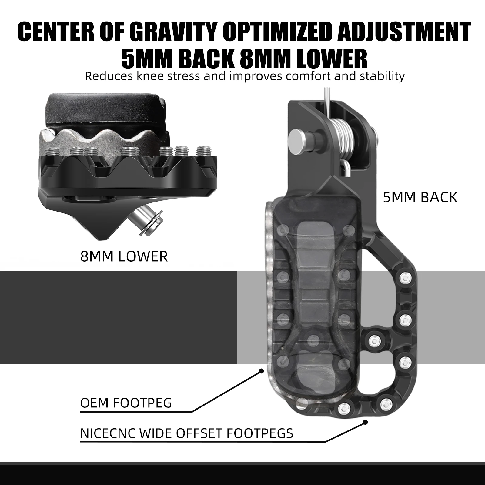 For 2019-2024 BMW R1250GS/Adventure Wide Offset Footpegs Footrests Lower 8mm R1200GS R1200GS Adventure 2013-2018 R1250GS R1200GS