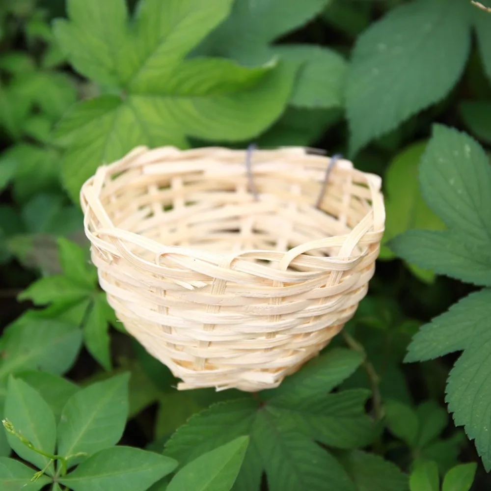 1/2/5Pcs New 4inch Bamboo Bird Nest Handmade Reusable Bamboo Breeding House Wear-resistant Bird Supplies Garden Home Decoration