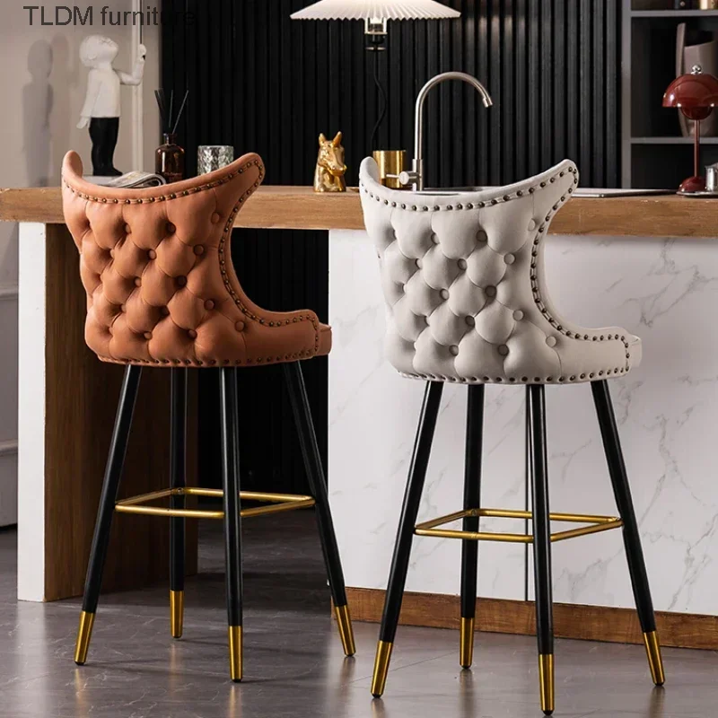 

Modern Luxury Bar Chairs High Stool Reception Minimalist Design Bar Chairs Backrest Outdoor Cadeira Home Furniture WZ50BC