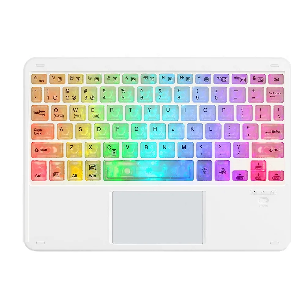 

RGB Light Bluetooth Keyboard Backlit Colorful Luminous Wireless Keyboard Slim Design Lightweight Portable Keyboard Travel