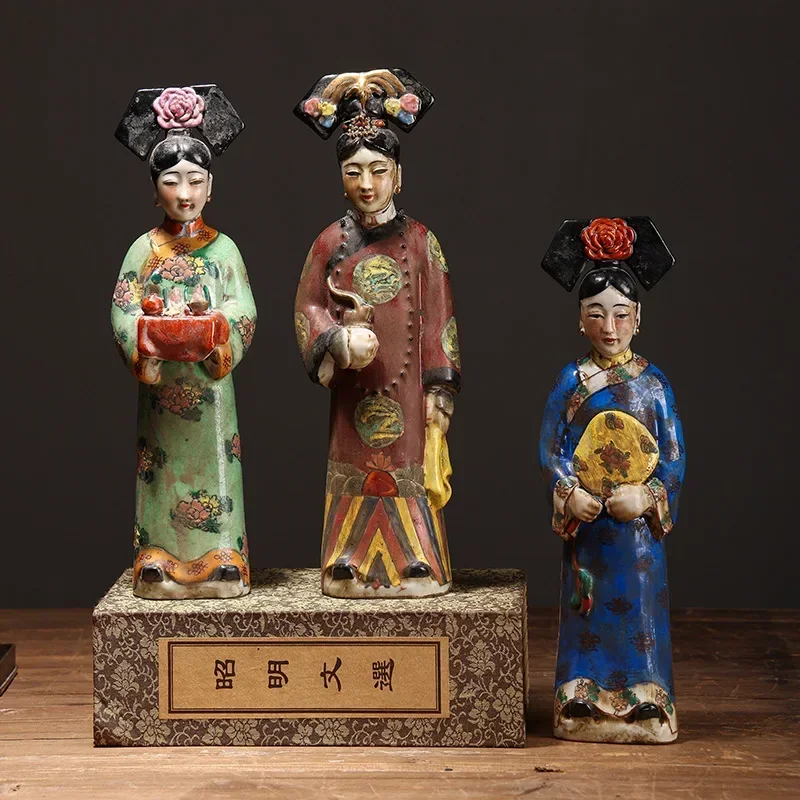 Chinese Ancient Beauties, Qing Dynasty Palace Maids, Concubines, Empresses, Ceramic Sculptures and Ornaments,home Decorations