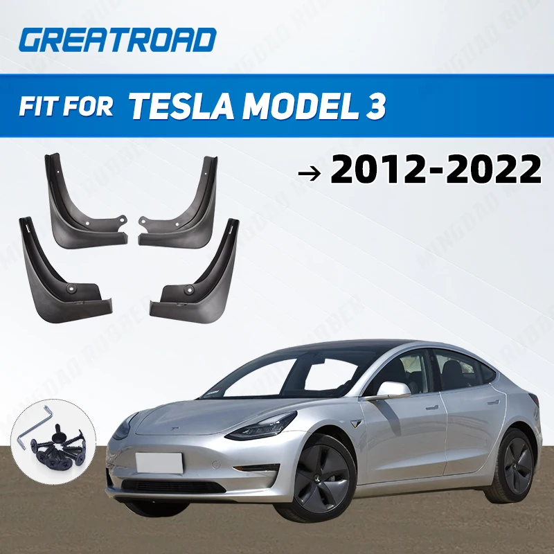 4Pcs/Set Mud Flaps For Tesla Model 3 2012 - 2022 2015 2016 2017 2018 2019 2020 2021 Mudflaps Splash Guards Mud Flap Mudguards