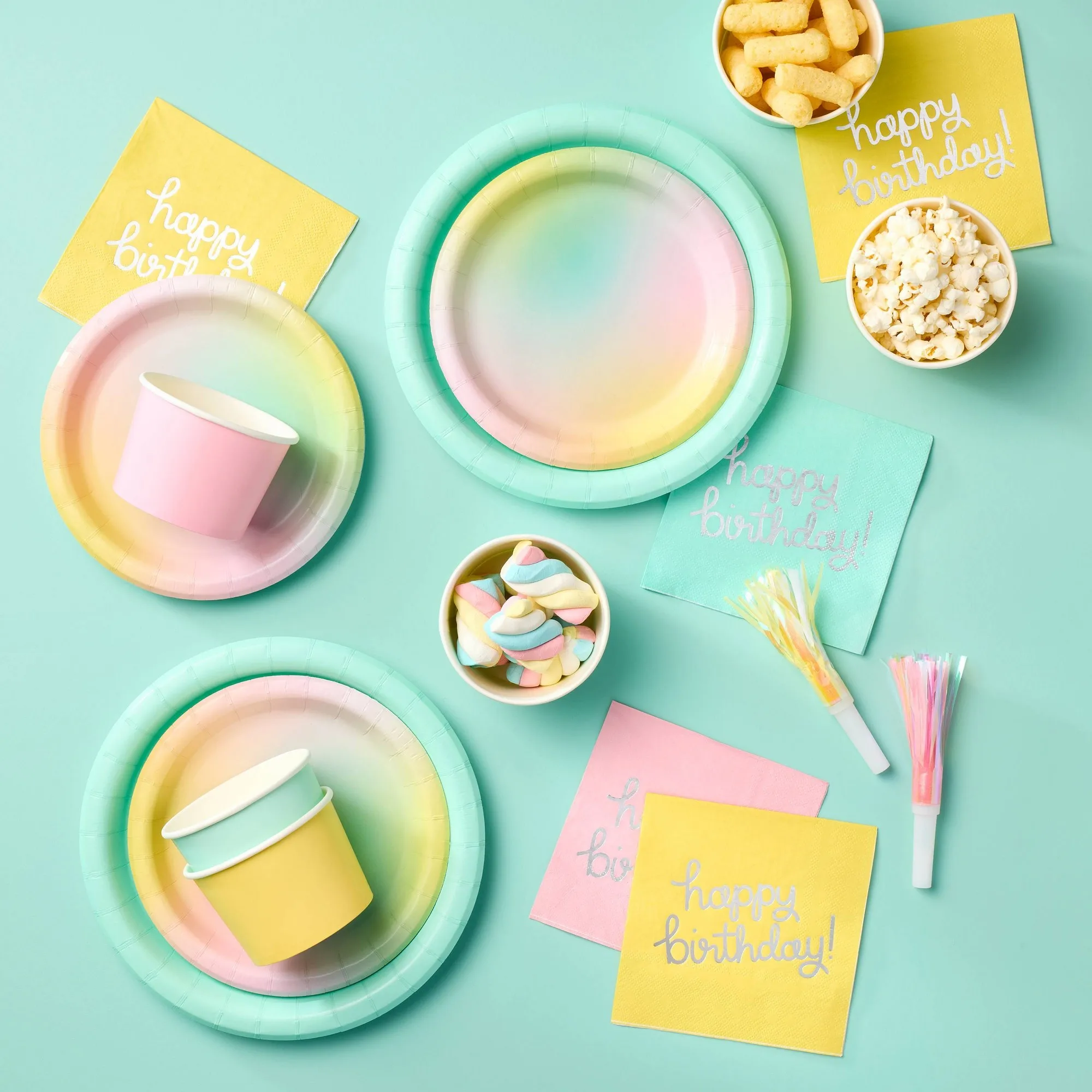30ct Pastel Happy Birthday Beverage Napkins, Soft Paper Party Serviettes For Cake Table And Drinks Decor