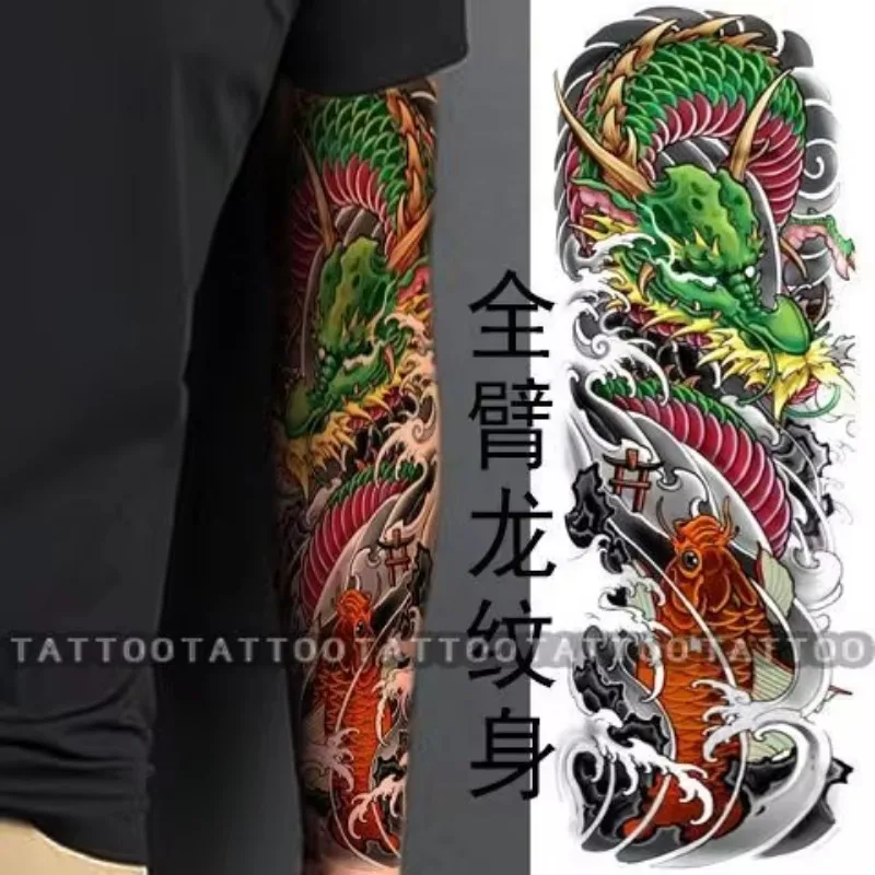 Tatuaje temporal tradicional japonés para hombres y mujeres, pegatina de tatuaje falso impermeable, brazo duradero, dragón, Tatuajes Temporales