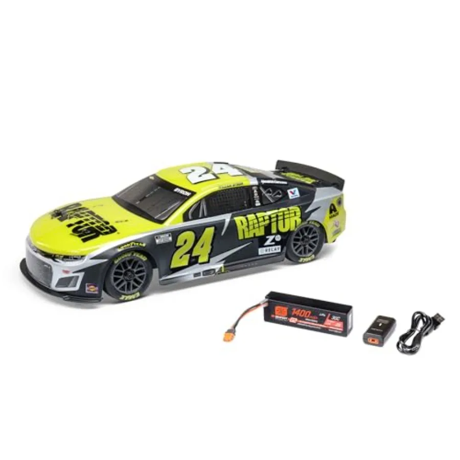 

1/12 NASCAR RC Race Car William Byron No. 24 2025 Raptor Chevrolet ZL1 2S AWD Brushed On-Road Battery Charger Included Black LO