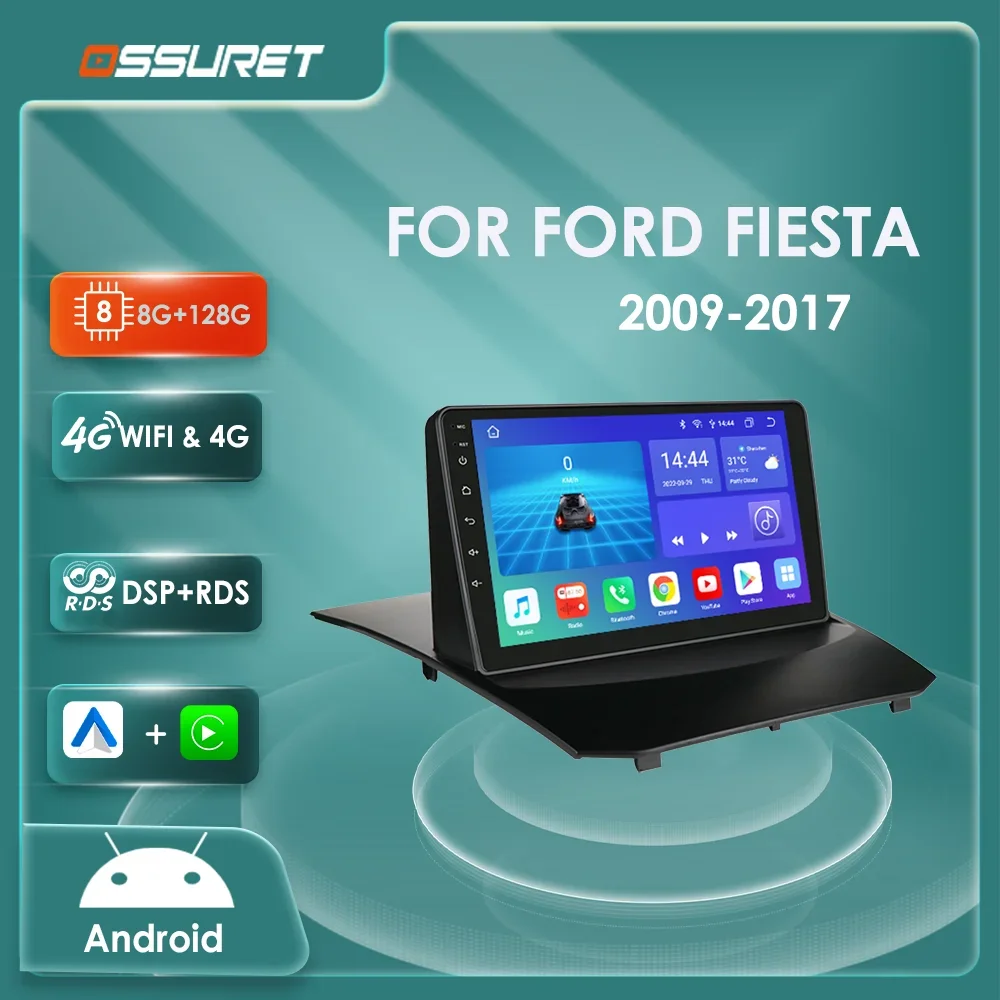 

Мультимедийный видеоплеер для Ford Fiesta, мультимедийный проигрыватель с 9 ", восьмиядерным процессором, Android 12, GPS, 4G, dsp, Carplay, для Ford Fiesta 7862, 2009-2010, типоразмер 2DIN