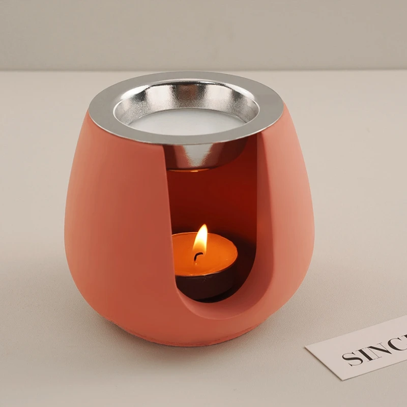 Essential Oil Candle Holder Mold DIY Round Bowl Aroma Wax Melting Stove Hydroponic Plant Vessel Concrete Silicone Mold-ABAM