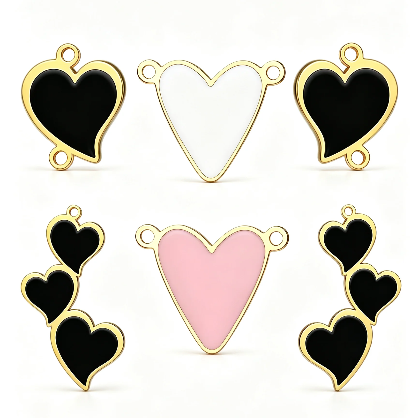 5pcs Enamel Heart Charms Stainless Steel Pendant Jewelry Making Supplies Wholesale Diy Charm for Necklace Bracelet Keychain Bag