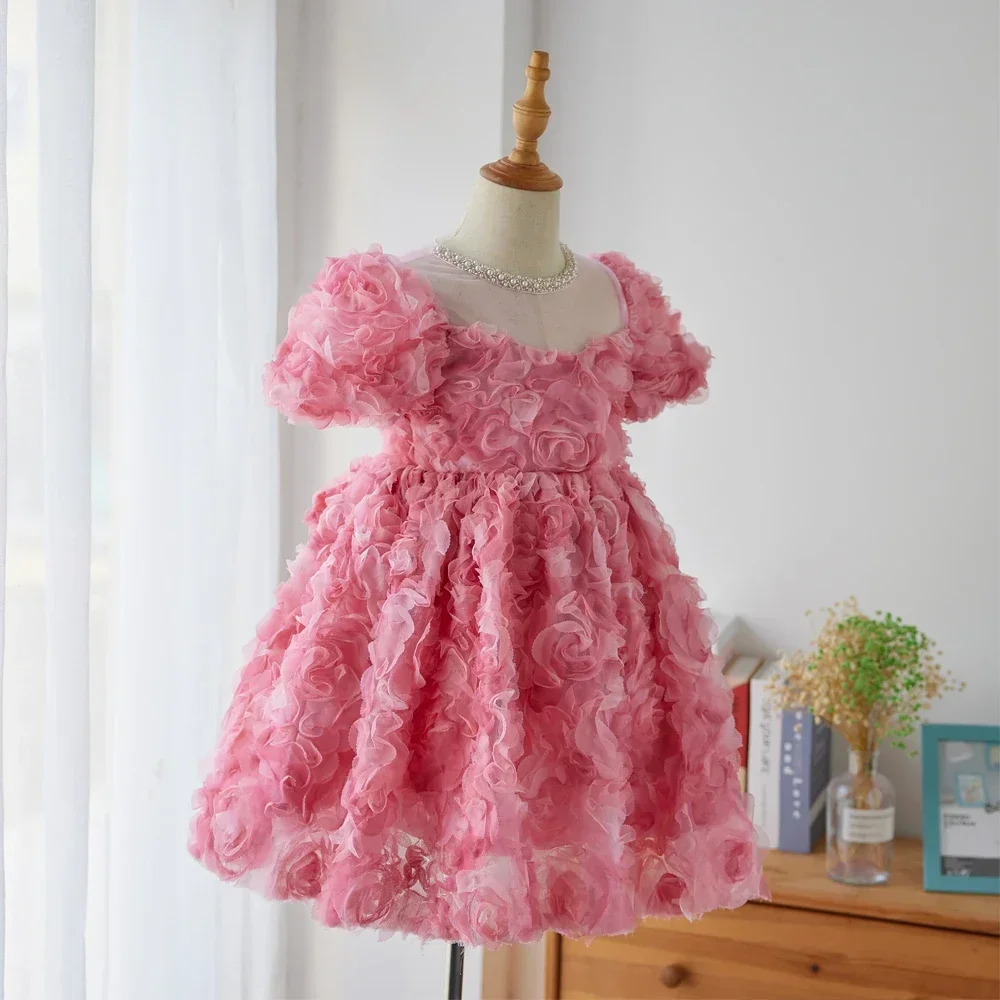 New Kids Dresses For Baby Girl Clothes Children Clothing Flower Princess Costume Evening Party Gown for Girls Bow Formal Dress