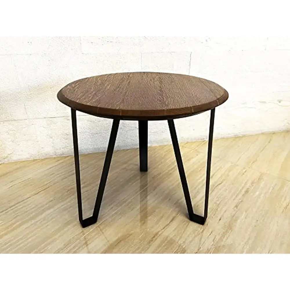 Handmade Oak Wine Barrel Steel Table Center/Side/End Table Solid Top Spar Varnish Legs Black Bordeaux-Type 3mm Thick Non-Shine