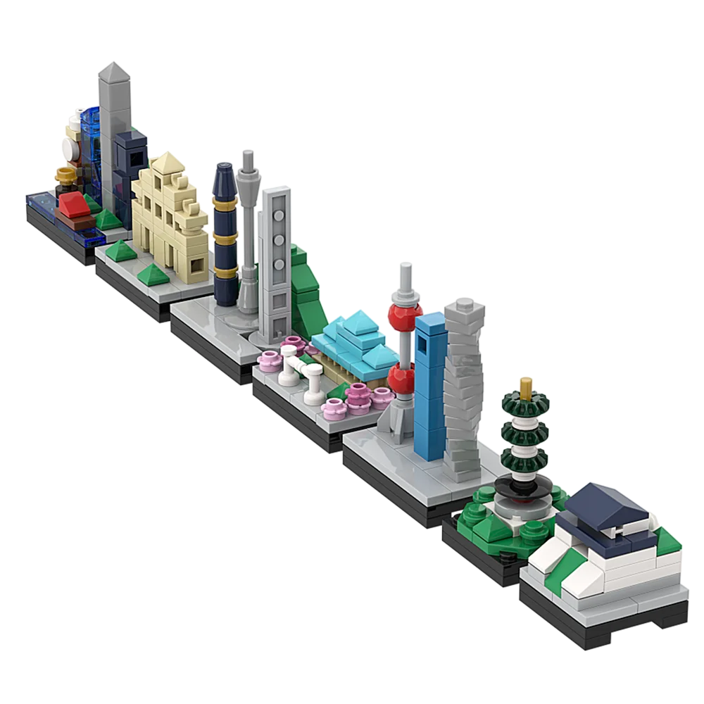 Gobricks MOC Landmark ปักกิ่ง Tiananmen Square Skyline สถาปัตยกรรม Building Block ชุด Oriental Pearl TV Tower อิฐของเล่นเด็ก