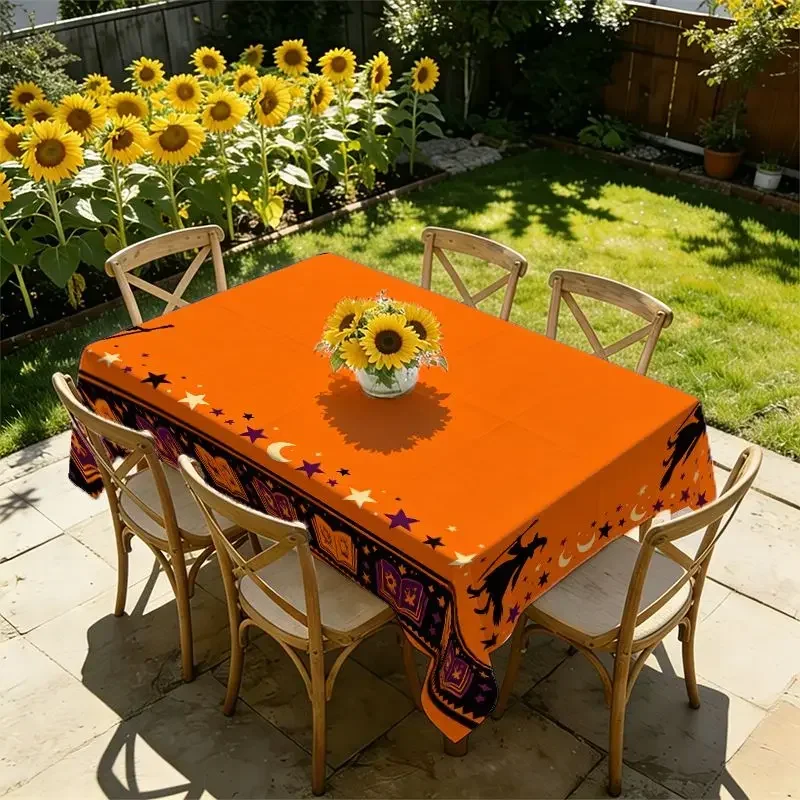 Halloween witch photo frame square tablecloth, party decoration, suitable for haunted house Halloween partieszyc