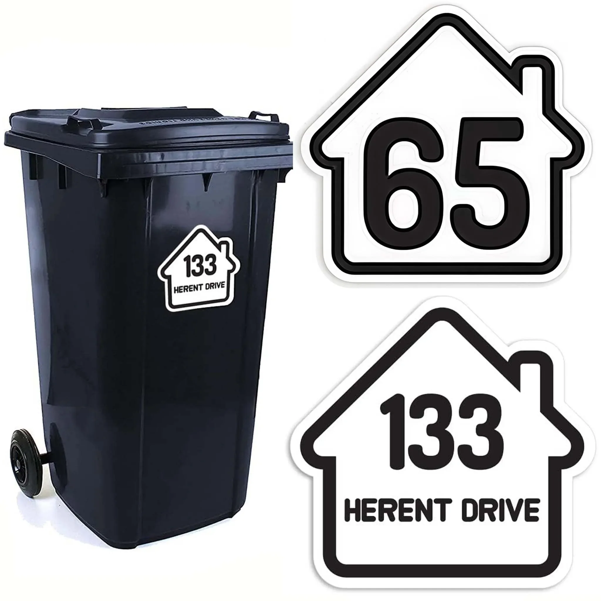 4pcs/sheet House pattern Custom Street Name and Number DIY Trash Can Sticker Self-Adhesive Waterproof Personalized Vinyl Decal