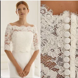 Lace Wedding Jacket Half Sleeve Bridal Bolero Jackets Wedding Top Buttons Back Wedding Wrap Customized