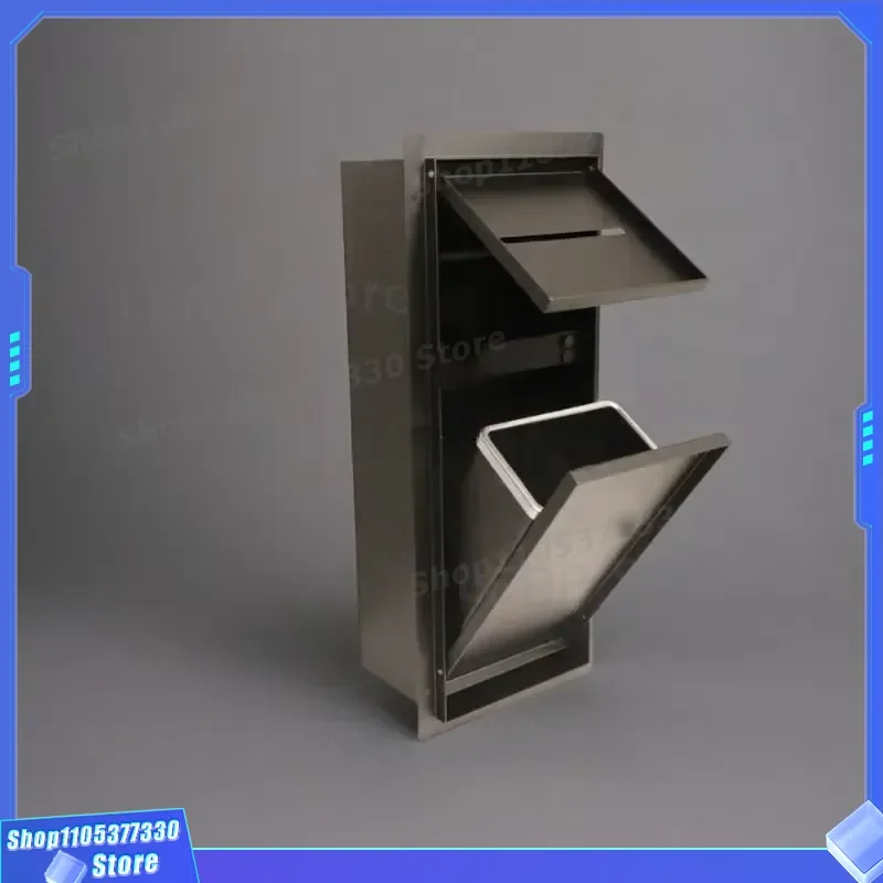 Recessed Stainless Steel Shower Niche with Hidden Toilet Paper Holder and Trash Can for Modern Bathroom Wall Storage Decor