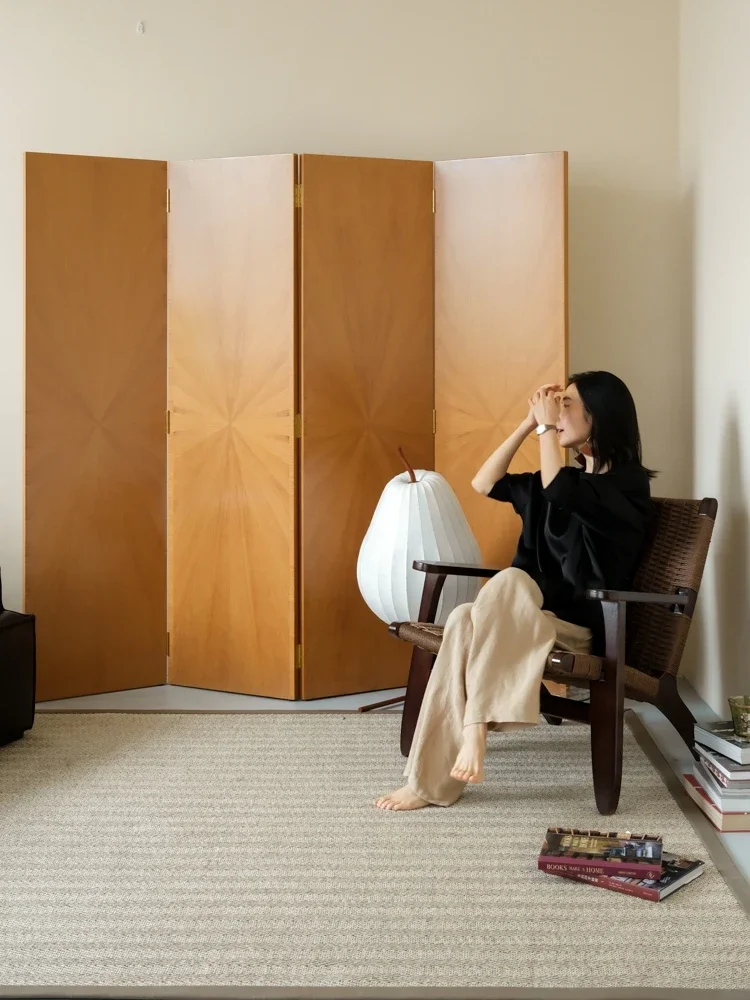 

South African handmade "Light Series" golden silk mahogany 3/4 medieval screens folding screen