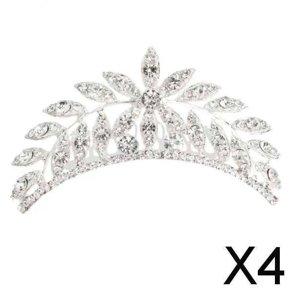

6xWedding Bridal Prom Diamante Crystal Rhinestone Leaf Hair Comb Slide Clip