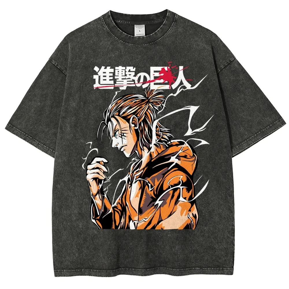 

Attack on Titan Printed Short Sleeve T-Shirt Casual Summer Wear Men's Street Clothing Men's T-Shirt Washed and Old Comfortable