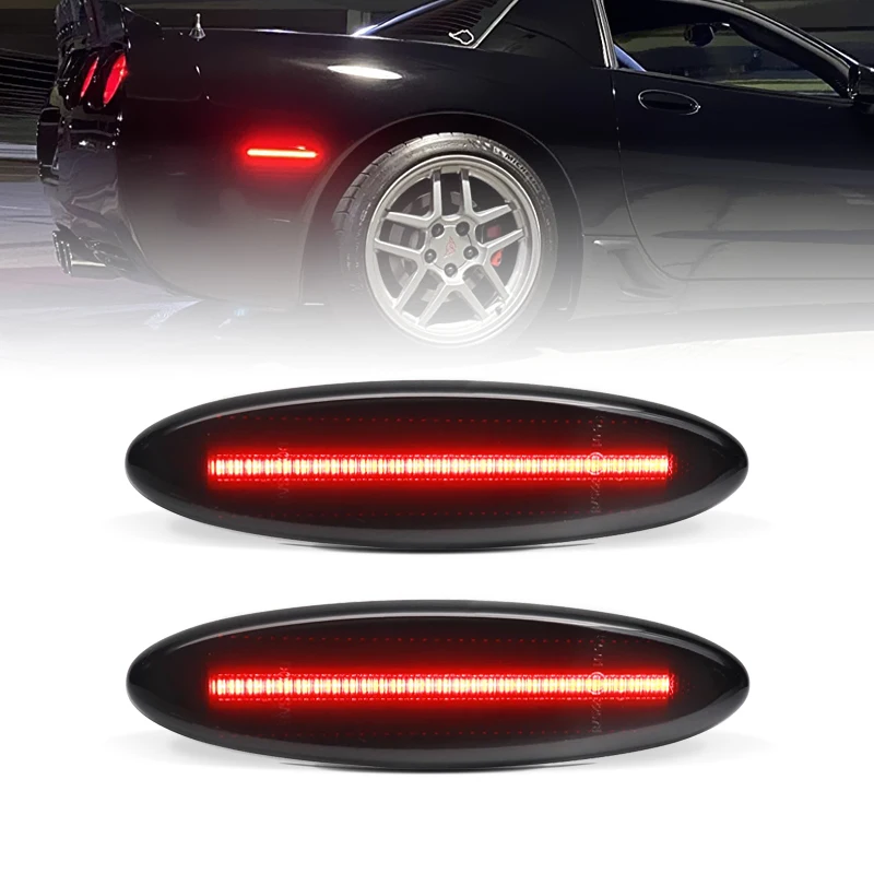 

2Pcs For Chevrolet Chevy Corvette C5 1997-2004 Smoked Lens Rear Fender Red LED Side Marker Light
