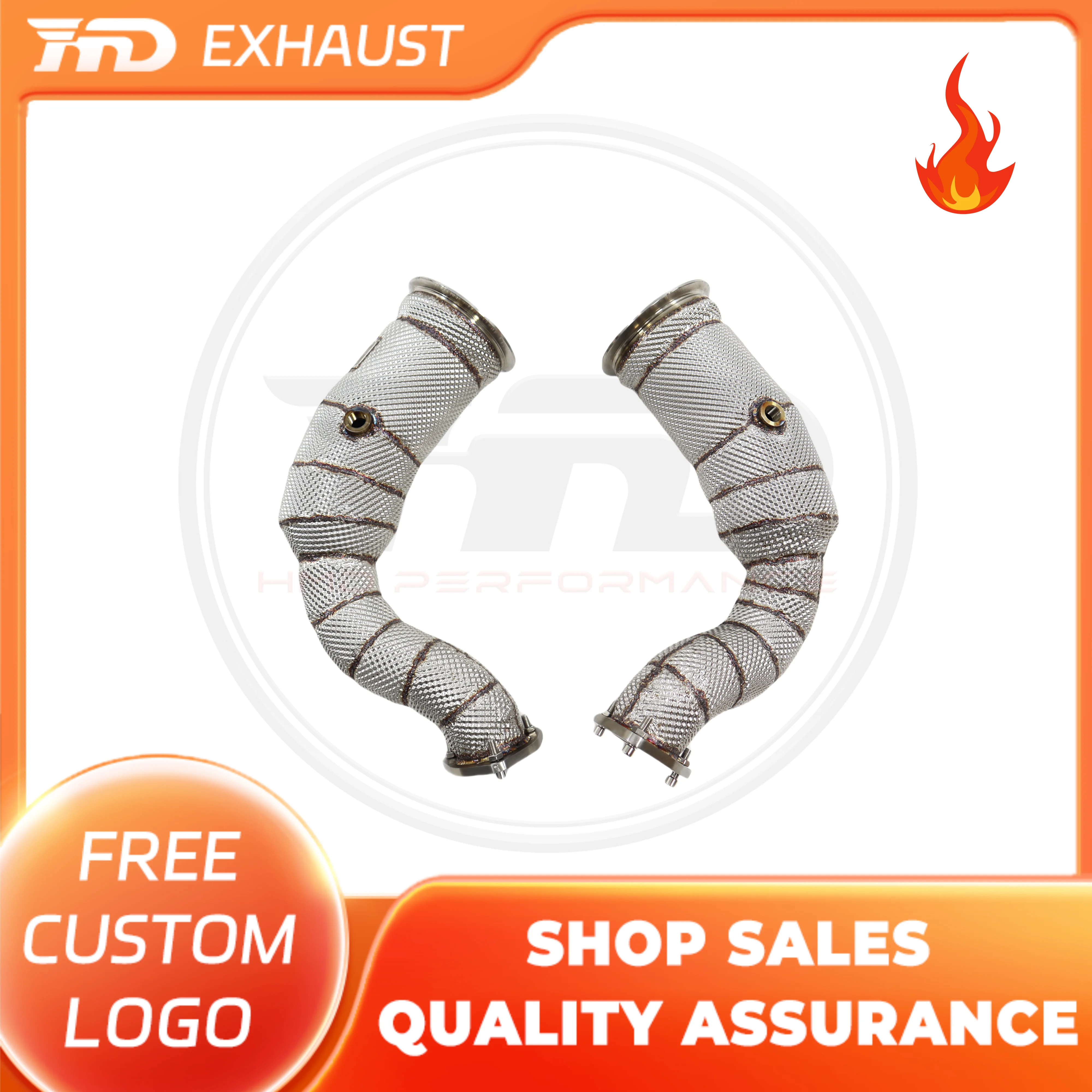 

HMD Hot sale Exhaust System High Flow Performance Downpipe for Porsche Cayenne Turbo 4.0T Without OPF Heat Shield Racing Pipe