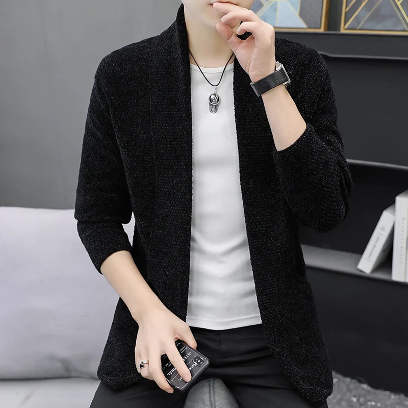 Men Knitted Cardigan Sweater men's Spring Autumn New Exquisite Solid color Fashion Casual knit Coat