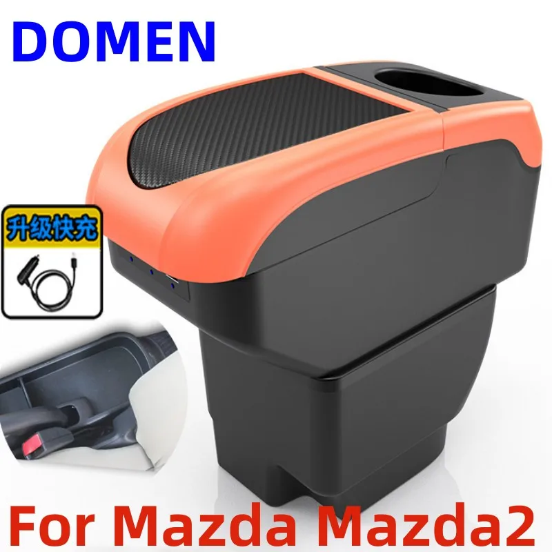 

NEW For Mazda Mazda2 Car Armrest Box Retrofit Parts Storage Accessories Interior Details Central Store Content Box USB Interface