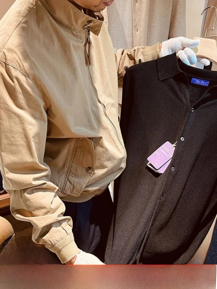 

Осенний универсальный мужской вязаный кардиган irt, шерстяной берберский узор, 4-игольная футболка Crt Stand Fit Long Sve Pure Color