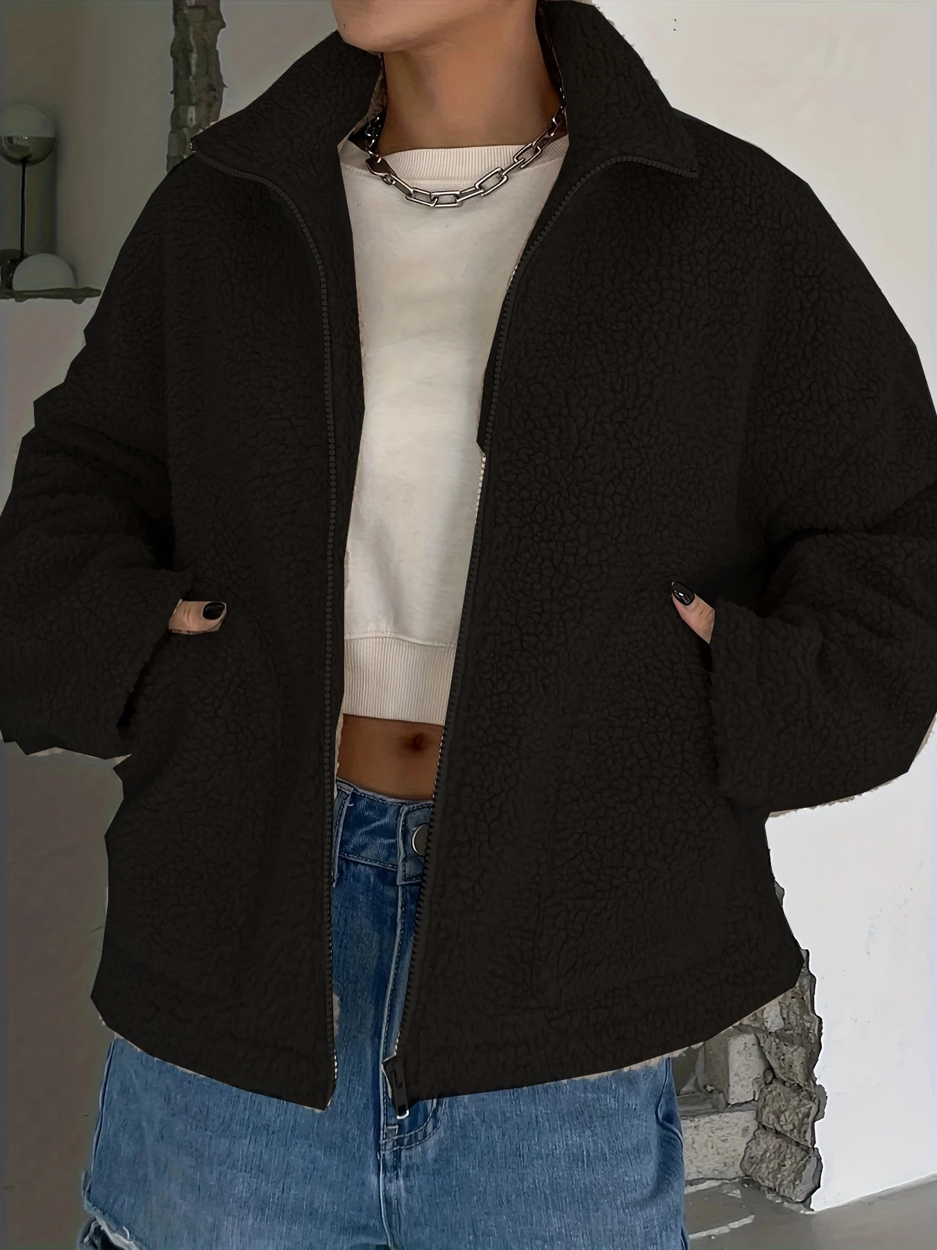 Autumn Winter Fashion Women\'s Coat New Casual Hooded Zipper Lady Clothes Cashmere Female Fleece Jacket Solid Color Ladies Coats