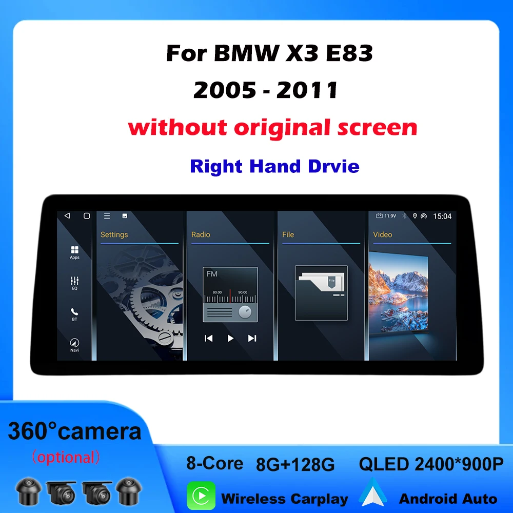 Car Audio Multimedia Player DSP Stereo For Right Hand Drvie BMW X3 E83 2005-2011 Without Original Screen Touch Screen 12.3