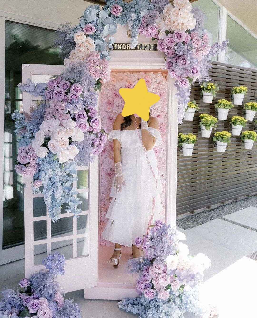 Wedding Telephone Booth With Flower Outdoor Decor Wedding Decoration Floral British Pink Telephone Booth