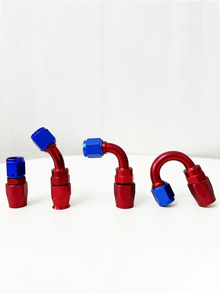 AN4-16 Herbruikbare draaibare slangkoppelingset 0/45/90/180 °   Blauw/rode adapter voor PTFE-oliebrandstofleiding - motorracewagen vrachtwagen - afbeelding 2