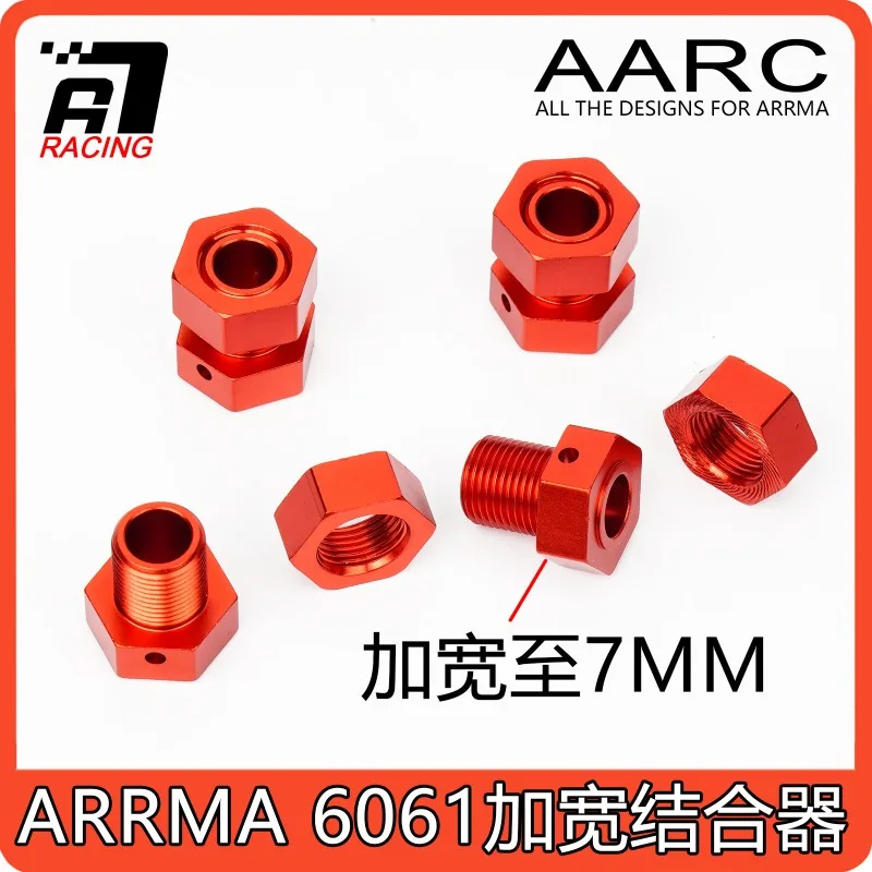 ARRMA 6061 Aluminum 17mm Wide Wheel Hex Hub AR310484, 16.5mm Thick Hex Extender for Kraton Notorious Talion Fireteam 1/7 1/8 RC