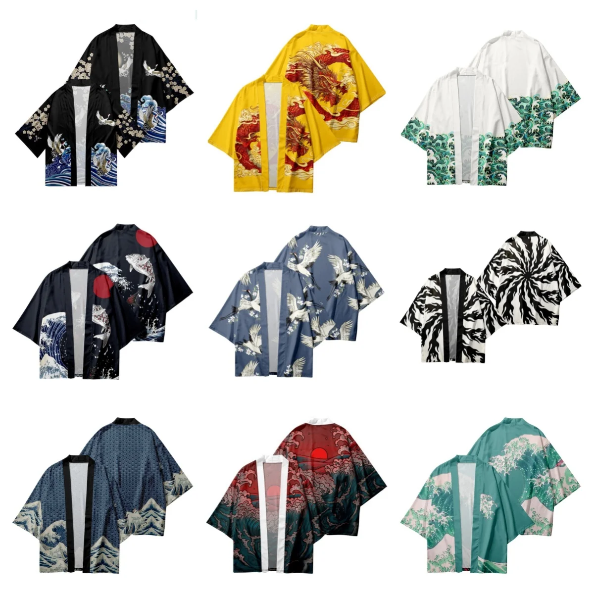 

Men's Kimono Cardigan Japanese Ukiyo-e Cosplay Costume Printed Unisex Vintage Outerwear Top Summer Traditional Harajuku Clothing