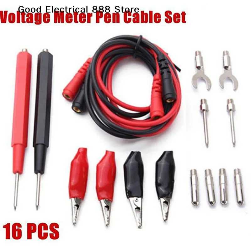 【G】 16 Pcs Multimeter Test Leads Kits Universal with Replaceable Needle Probes 1000V 20A Silicone Wire Cable Meter Tester Lead