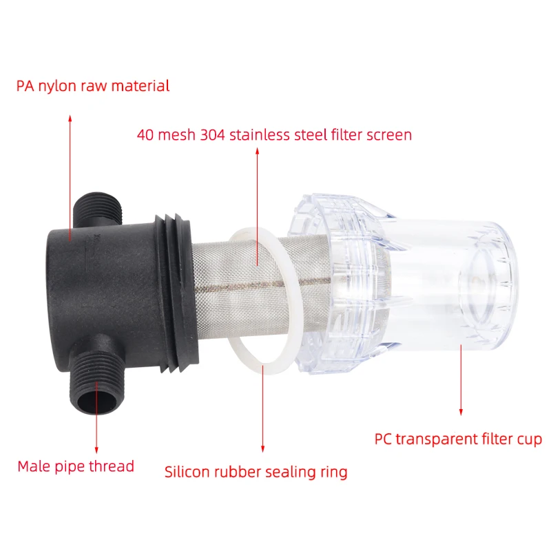 304 filtr siatkowy ze stali nierdzewnej 40 Mesh filtr wstępny filtr pompy wody 1/2 Cal 3/4 Cal 1 Cal filtr gwint męski