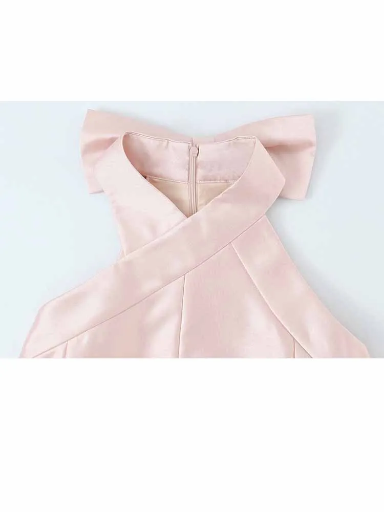 HH Nuova donna moda invernale senza maniche colletto all'americana sexy elegante abito decorativo con fiocco in raso abito corto stile dolce femminile