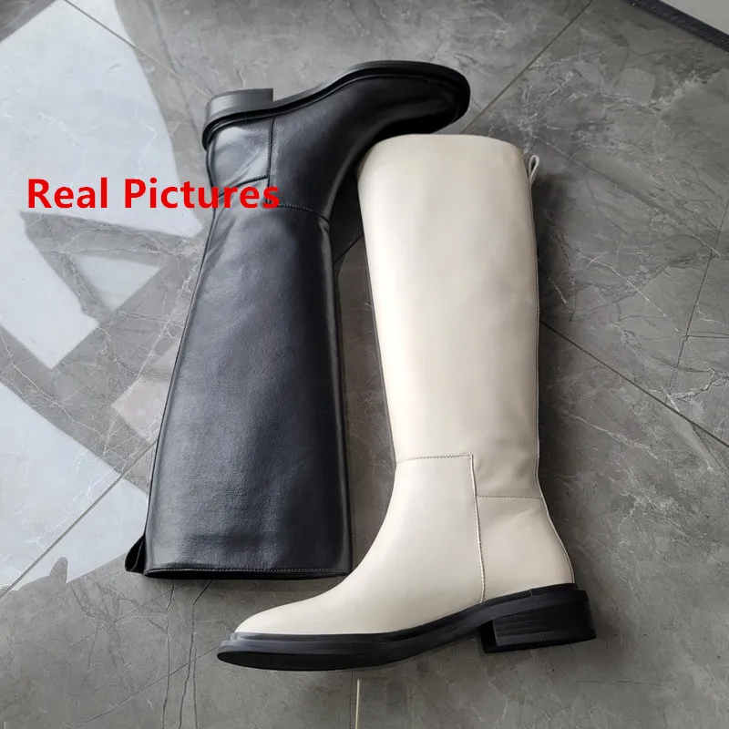 FEDONAS New INS Women Genuine Leather Knee High Boots Thick High Heeled Motorcycle Boots Warm Autumn Winter Shoes Woman Boots