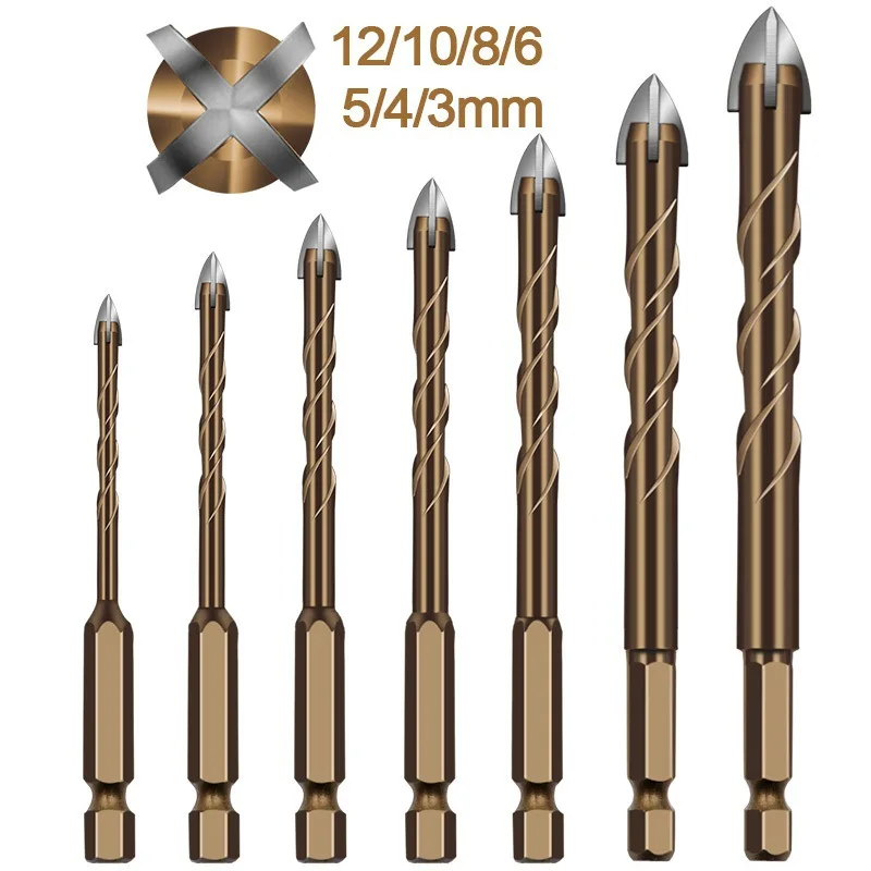 7/4pcs Masonry Drill Bits Set Glass Drilling Bits for Ceramic Tile Wood Porcelain Mirror Marble Wall with Strength Carbide Tips