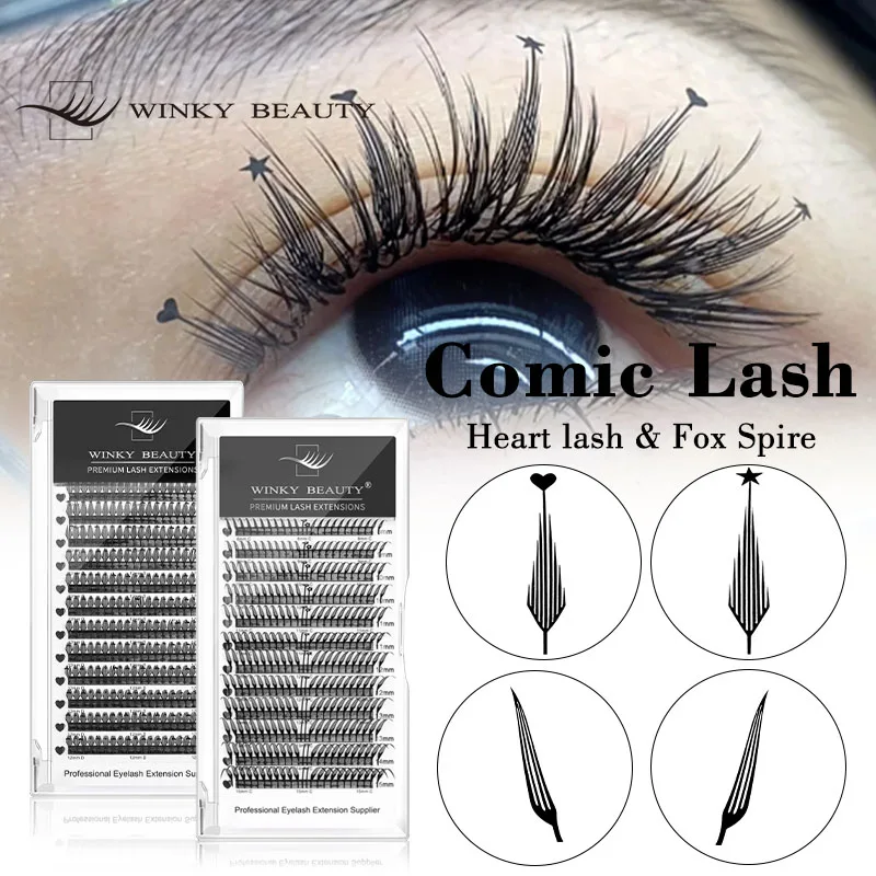 

winky beauty Feather Shape Fox Spire Eyelash Extension Star style and heart style Individual Cashmere Manga volume False Eyelash