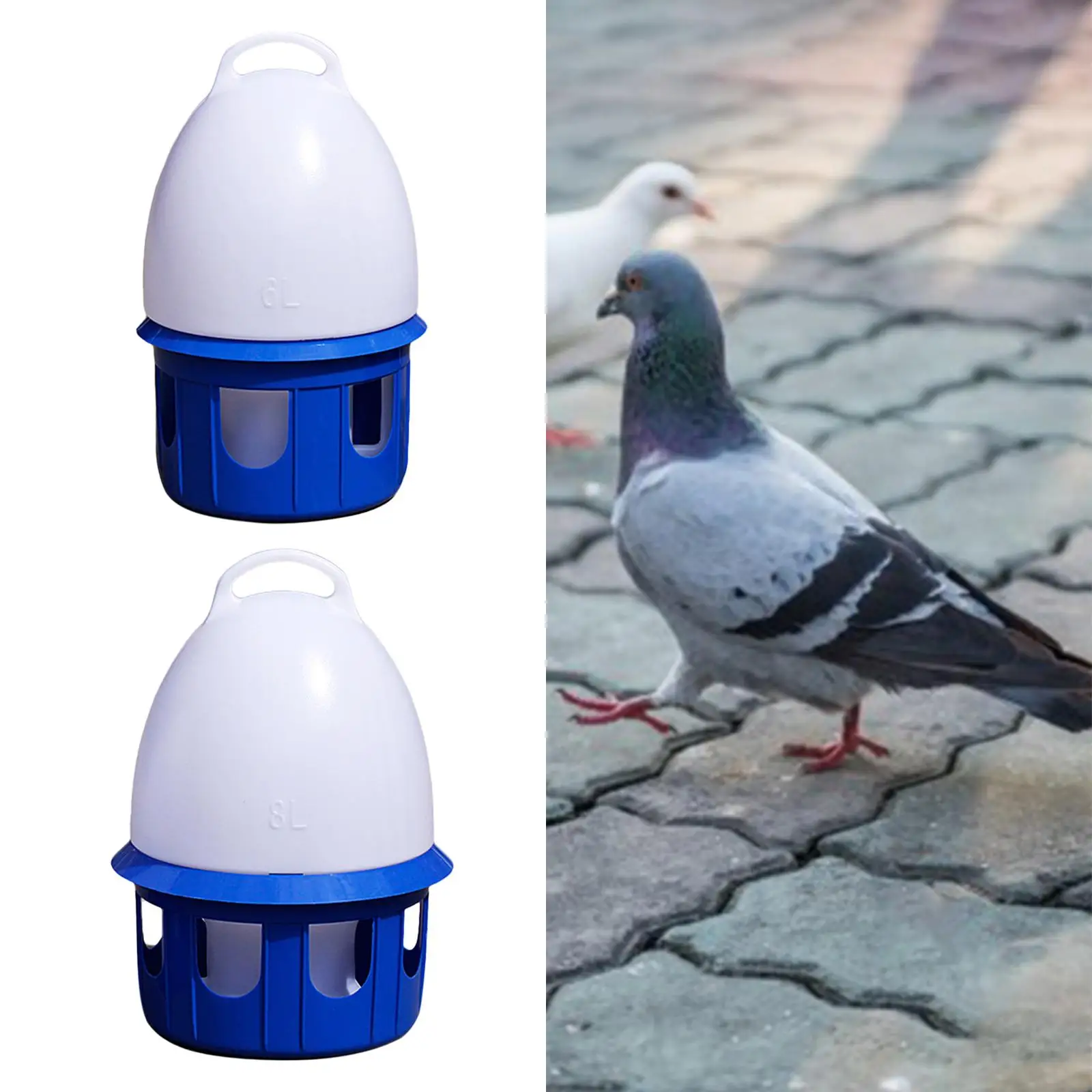 Automatic Bird Water Dispenser Drinker Outdoor Hanging Watering Water Pot Container with Handle Pigeon Waterer for Dove Parakeet